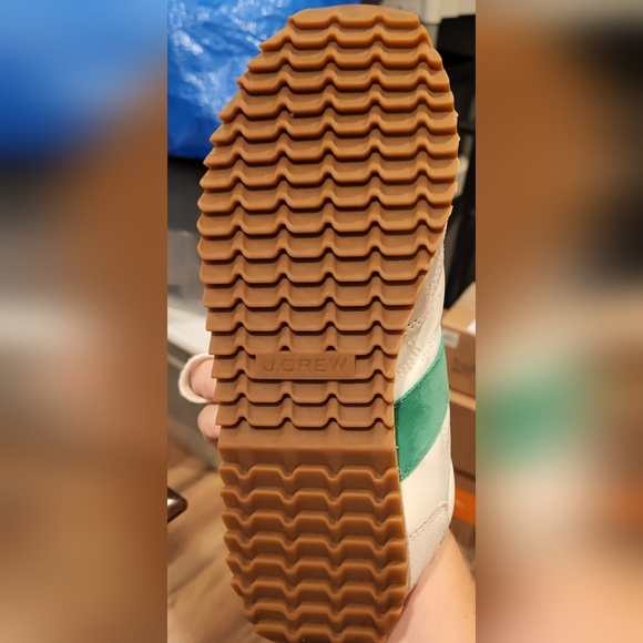 J Crew Retro Suede Leather Sneakers Trainers Green & White Size 8 - Picture 8 of 11